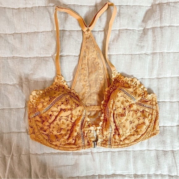 Victorias Secret Body by Victoria Unlined Orange Lace Racerback Bra Size 32DDD - Picture 1 of 13